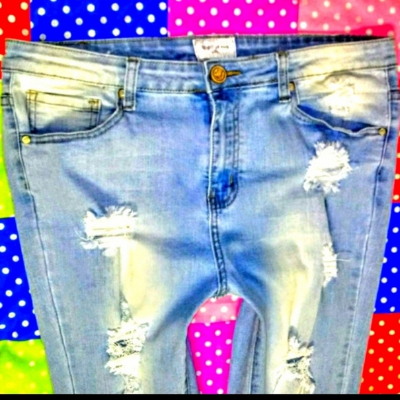 Go Go Jeans Size 13 High Rise Skinny Leg Ripped - Picture 4 of 8